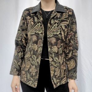 Susan Graver Floral tapestry button-down jacket